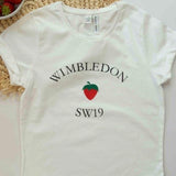 The WIMBLEDON Strawberry t-shirt 🍓🎾 Tennis Fan Gift By Single Swan