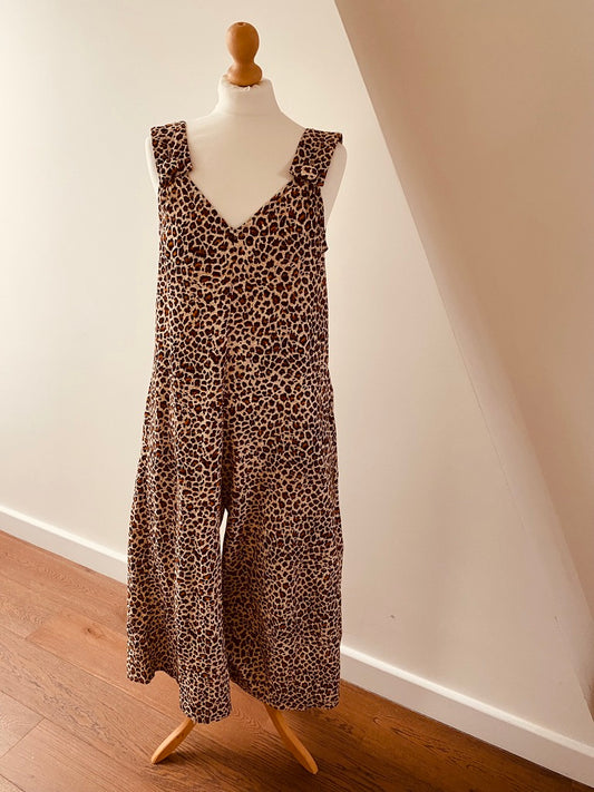 Willow Jumpsuit: Limited Edition Chocolate Brown Animal Print in soft needlecord