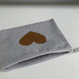 Jimmy Purse Bag Grey with Gold Heart